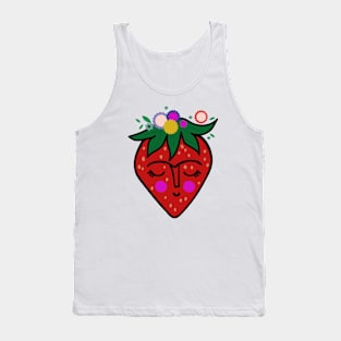 Frida kahlo strawberry portrait for summer beach vacation Tank Top